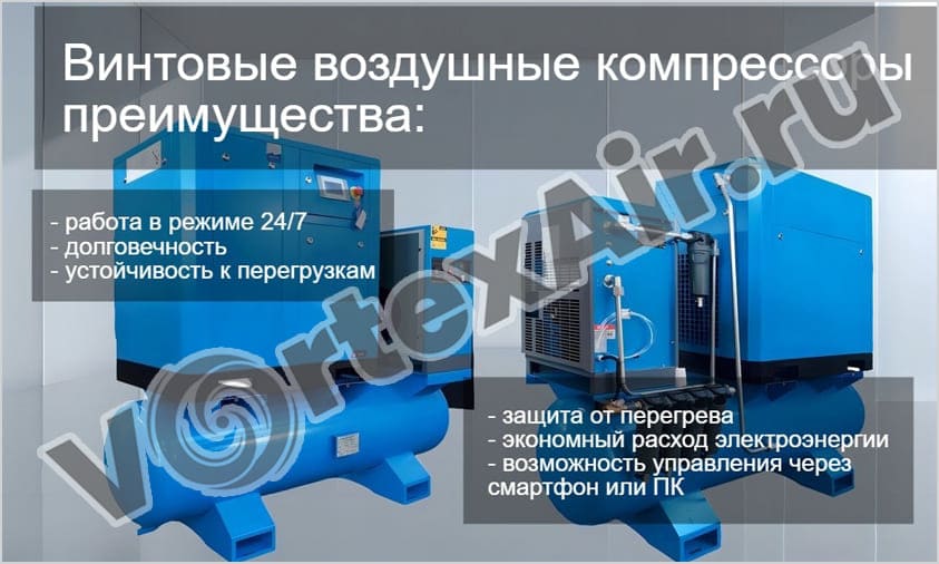 Купить винтовой воздушный компрессор ВКЛР1116, расход воздуха 0,84 м³/мин