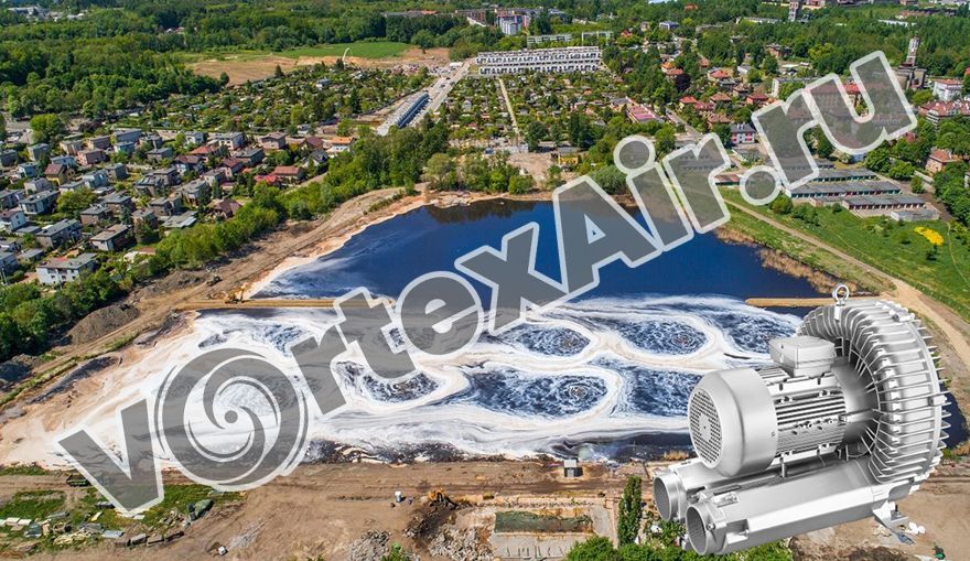 Аэрация водохранилища воздуходувками. Насыщение воды кислородом