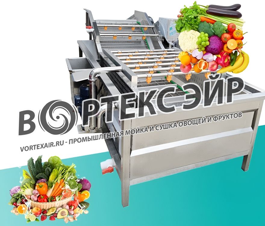 Промышленная мойка и сушка овощей и фруктов. Купить оборудование
